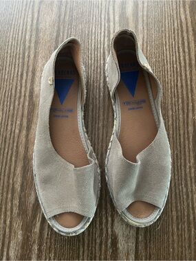 Verbenas Espadrilles Spain Flats Size 40 US 9 CRUZ Tan Leather Peep Toe Shoes